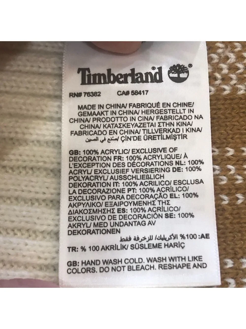 Timberland knit neck scarf. Caramel and white plaid. NWT